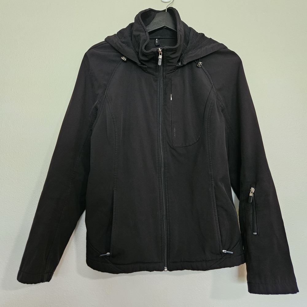 Calvin Klein Womens Small Black Softshell Hooded Jacket Fleece Lined Water... - Picture 3 of 11